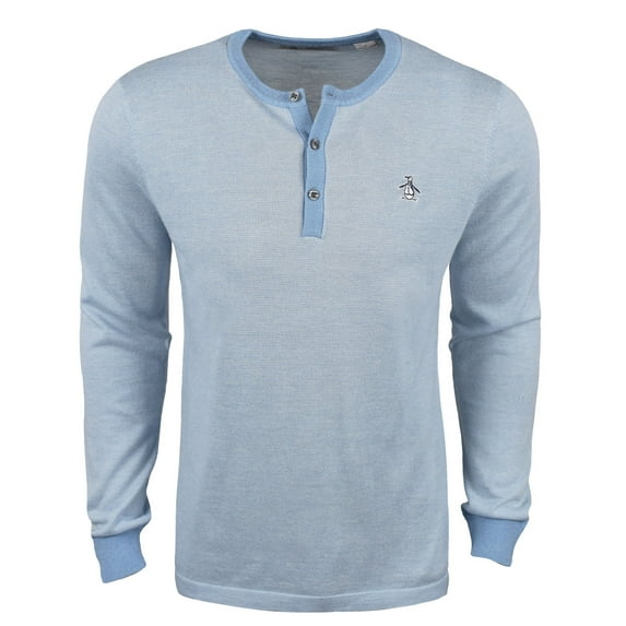 Original Penguin Golf Henley End-On-End Sweater Powder Blue Small