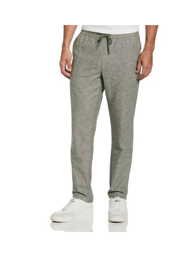 Men's Bronze Green Linen Blend Pull-On Stretch Pants, XXL