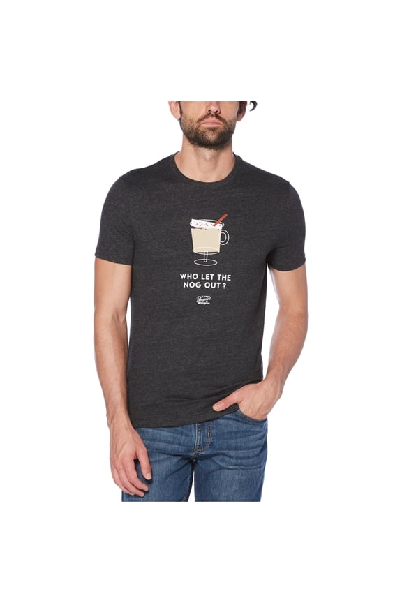 Mens Nog Out Graphic T-Shirt, Grey, Medium