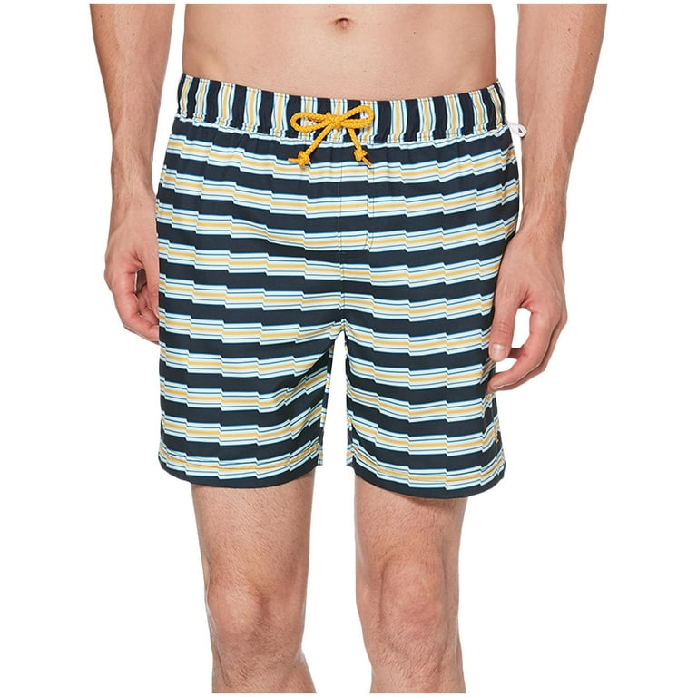 Original Penguin Mens Striped Drawstring Swim Trunks