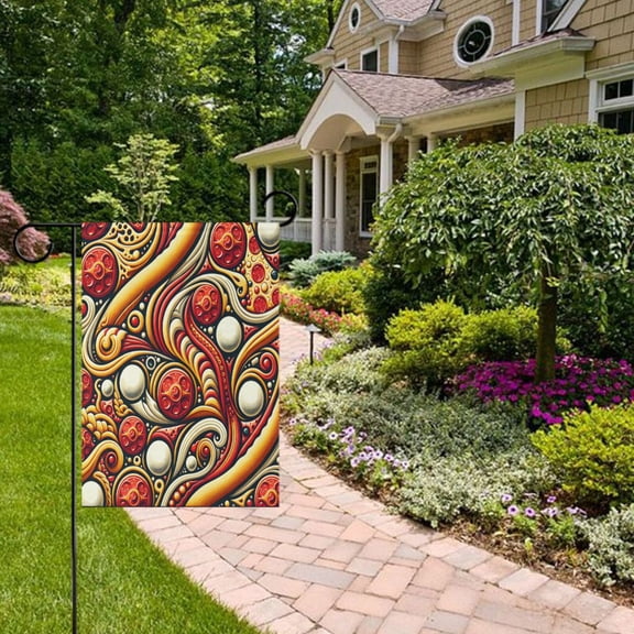 Original Pepperoni Pizza Garden Flag Double Sided 12 x 18 Inch Outside Yard Decoration Outdoor Flag