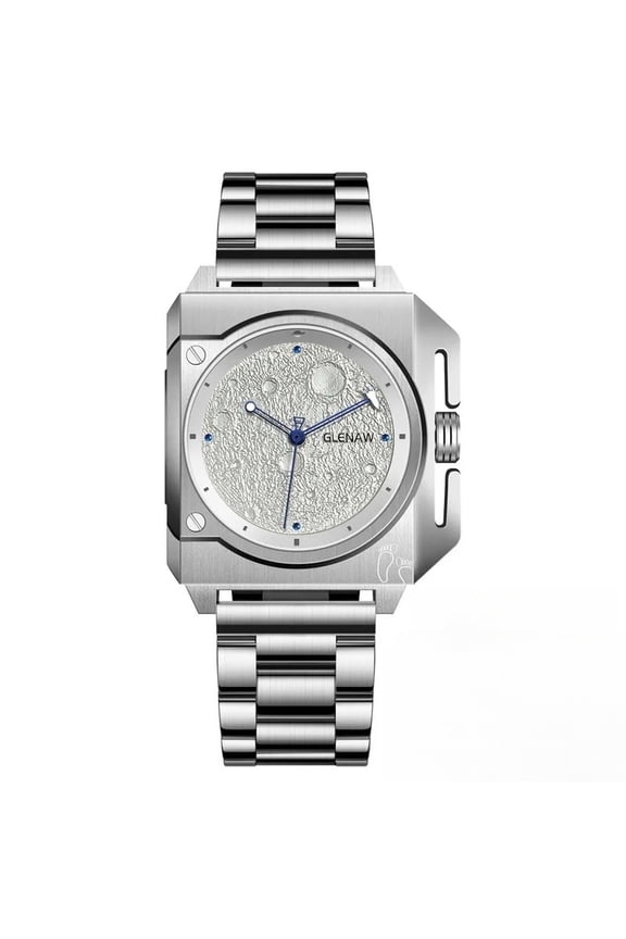 Original Personality Unique Design Mechanical Watch 40*41MM Moon Dial Luminous Spaceship Pointer Stainless Steel Watch For Men