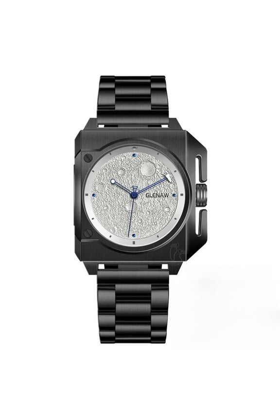 Original Personality Unique Design Mechanical Watch 40*41MM Moon Dial Luminous Spaceship Pointer Stainless Steel Watch For Men