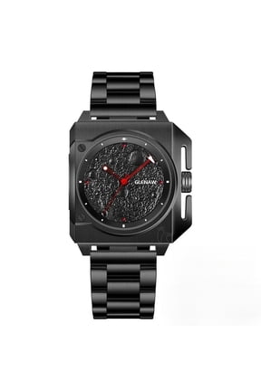 Original Personality Unique Design Mechanical Watch 40*41MM Moon Dial Luminous Spaceship Pointer Stainless Steel Watch For Men