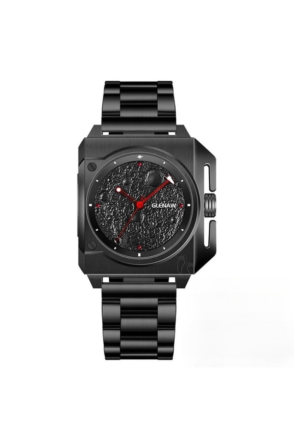 Original Personality Unique Design Mechanical Watch 40*41MM Moon Dial Luminous Spaceship Pointer Stainless Steel Watch For Men