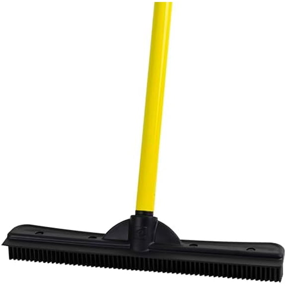 Original Pet Hair Rubber Broom with Squeegee, with 58" Telescopic Handle for Carpet, Tile and Hardwood