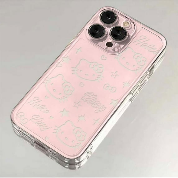 Original Pink Hello Kitty Phone Case For iPhone 16 15 14 13 12 11 Mini Pro Max X XR XSMax 6S 6 7 8 Plus SE20 Transparent Cover T-188T5204A1 iPhone XR