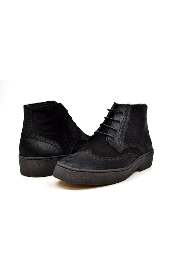 Original Playboy Wingtip Two Tone Black Leather Suede & Pony Skin Shoe from The British Collection