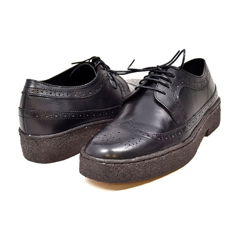 PLAYBOY Black Leather Brogue Derby Shoes Vintage Wingtip Oxfords by Playboy Men main image 2