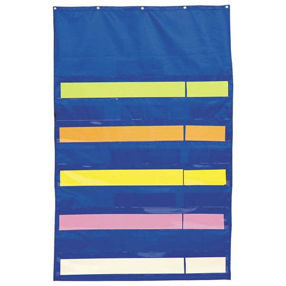 Original Plus 10-Pocket Chart with Five Clear Sentence Strips, Blue, 34 x 52