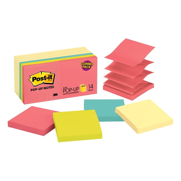 Original Pop-Up Notes Value Pack, 3 X 3, Canary Yellow/cape Town, 100-Sheet | Bundle of 5 Packs