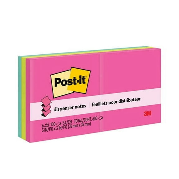 Original Pop-up Refill, 3" x 3", Poptimistic Collection Colors, 100 Sheets/Pad, 6 Pads/Pack | Bundle of 2 Packs
