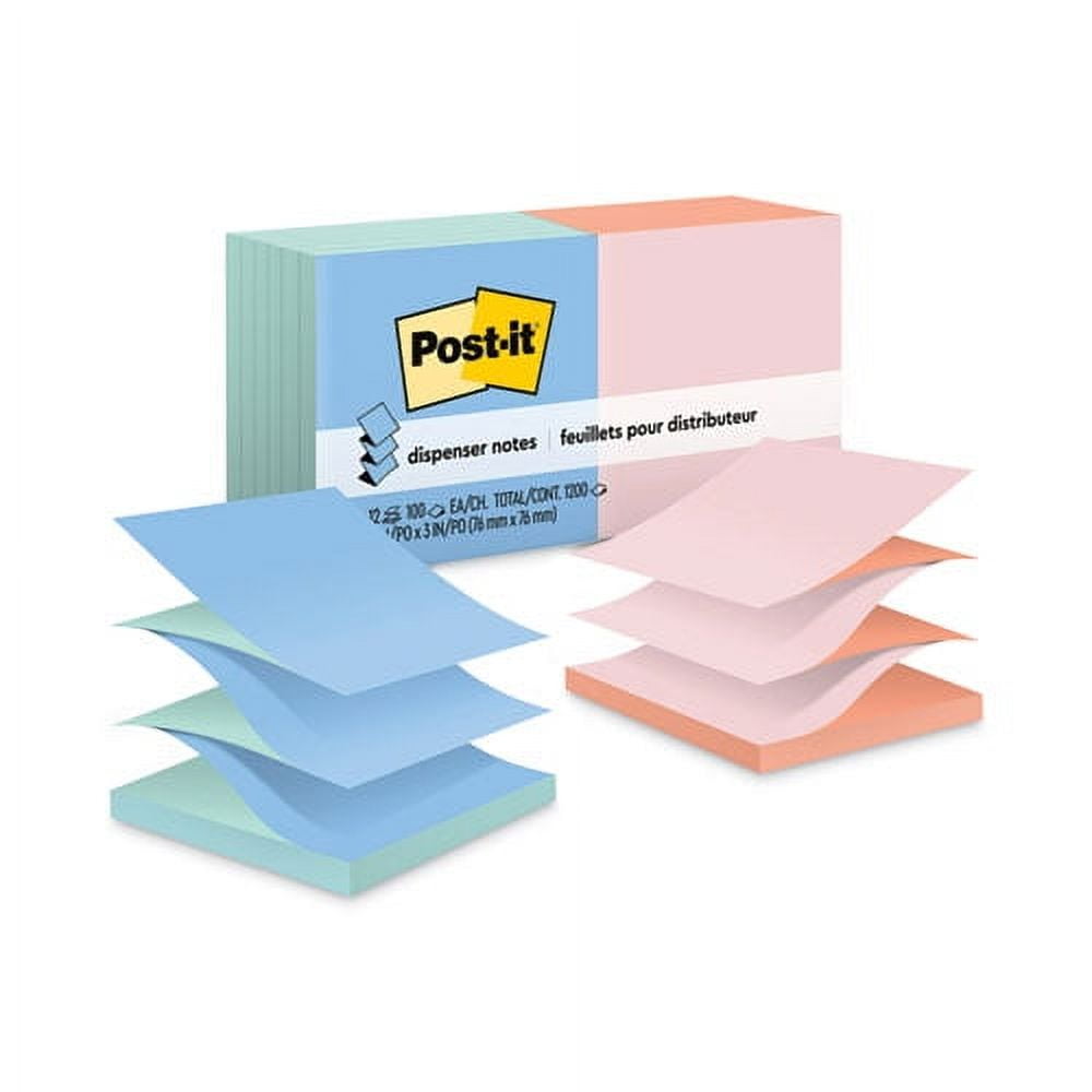 Original Pop-up Refill, Beachside Cafe Collection Alternating-Color Value Pack, 3" x 3", 100 Sheets/Pad, 12 Pads/Pack | Bundle of 10 Packs