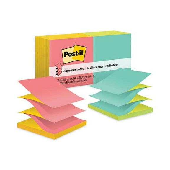 Original Pop-up Refill, Poptimistic Collection Alternating-Color Value Pack, 3" x 3", 100 Sheets/Pad, 12 Pads/Pack | Bundle of 2 Packs