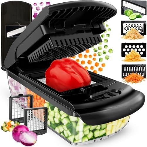 The Original Pro Chopper - Vegetable Chopper and Slicer, Food Chopper with Container, Fruit Slicer, Kitchen Gadgets & Gifts, Home Essentials (6 in 1, Black)