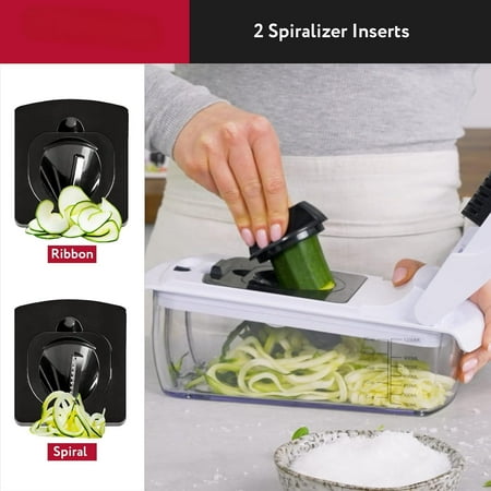 The Original Pro Chopper - Vegetable Chopper and Spiralizer, Food Chopper with Container, Fruit Slicer, Kitchen Gadgets & Accessories, Home Essentials (9 in 1, White)