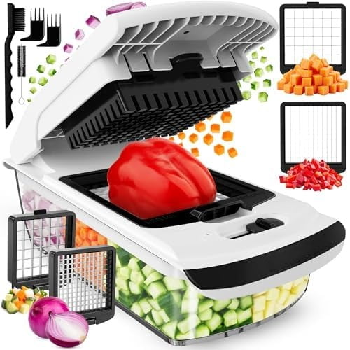 The Original Pro Chopper - Vegetable Chopper and Spiralizer, Food Chopper with Container, Fruit Slicer, Kitchen Gadgets & Gifts, Home Essentials (2 in 1, White)