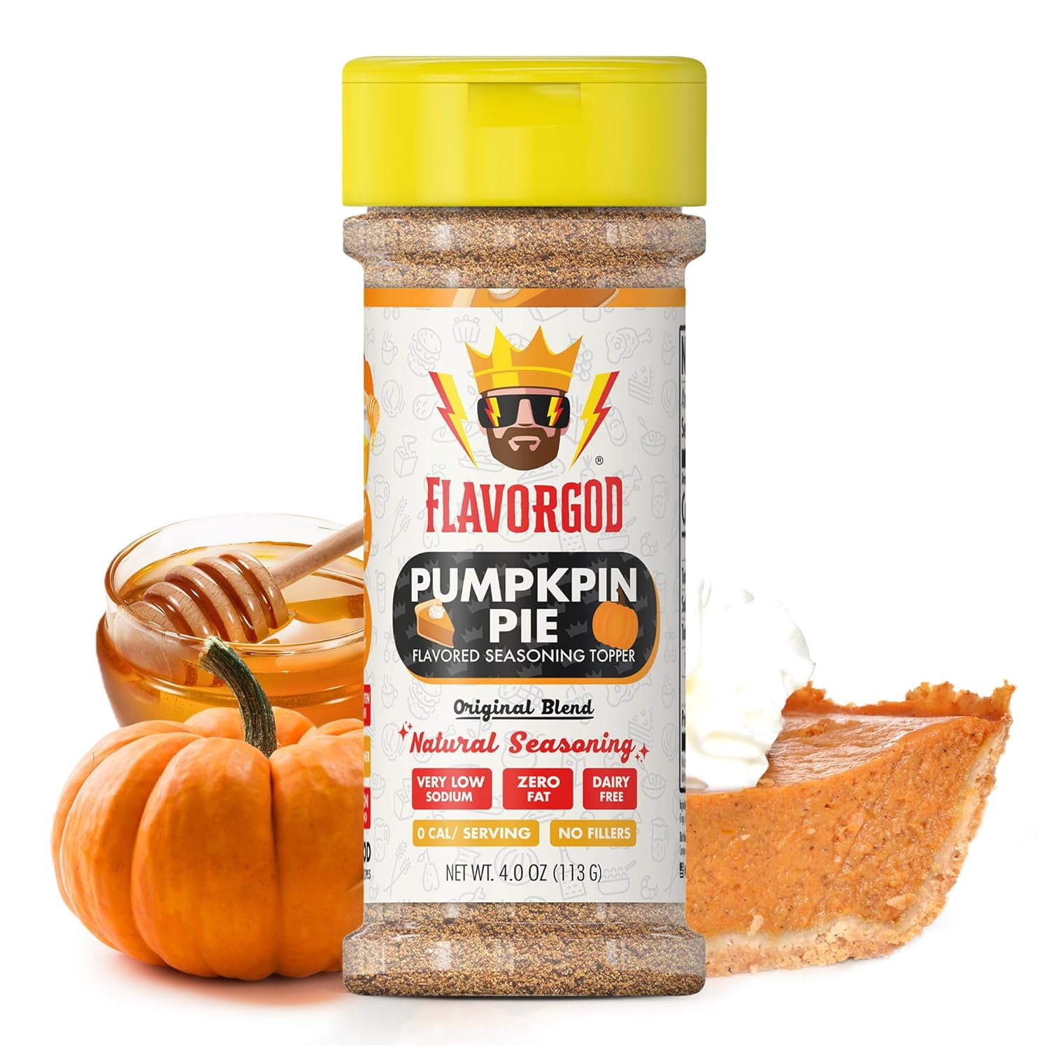 The Original Pumpkin Pie Spice Topper Seasoning Mix by Flavor God - Premium All Natural & Healthy Spice Blend for Donuts & Smoothies - Kosher, Low Sodium, Dairy-Free, Vegan & Keto Friendly