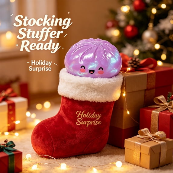 Original Purple Holographic Mystery Dumpling Desk Decor, Shimmering Desktop Ornament for Office Shelf, Cute Fun Figurine for Room Aesthetic, 1 Pack