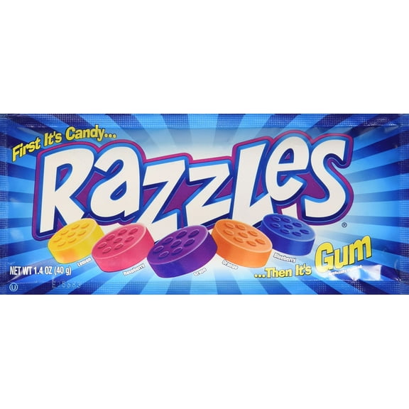 Original Razzles Candy/Gum, Box MFF30 of 24 1.4-Ounce Bags