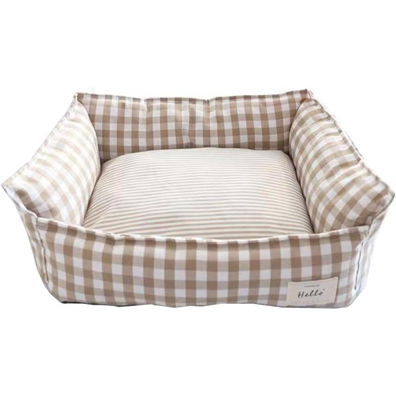 Original Rectangular Pet Bed Soft Cotton Dog Kennel with Non Slip Bottom,Removable Calming Sofa for Small Medium Dogs and Cats,Universal for All Seasons