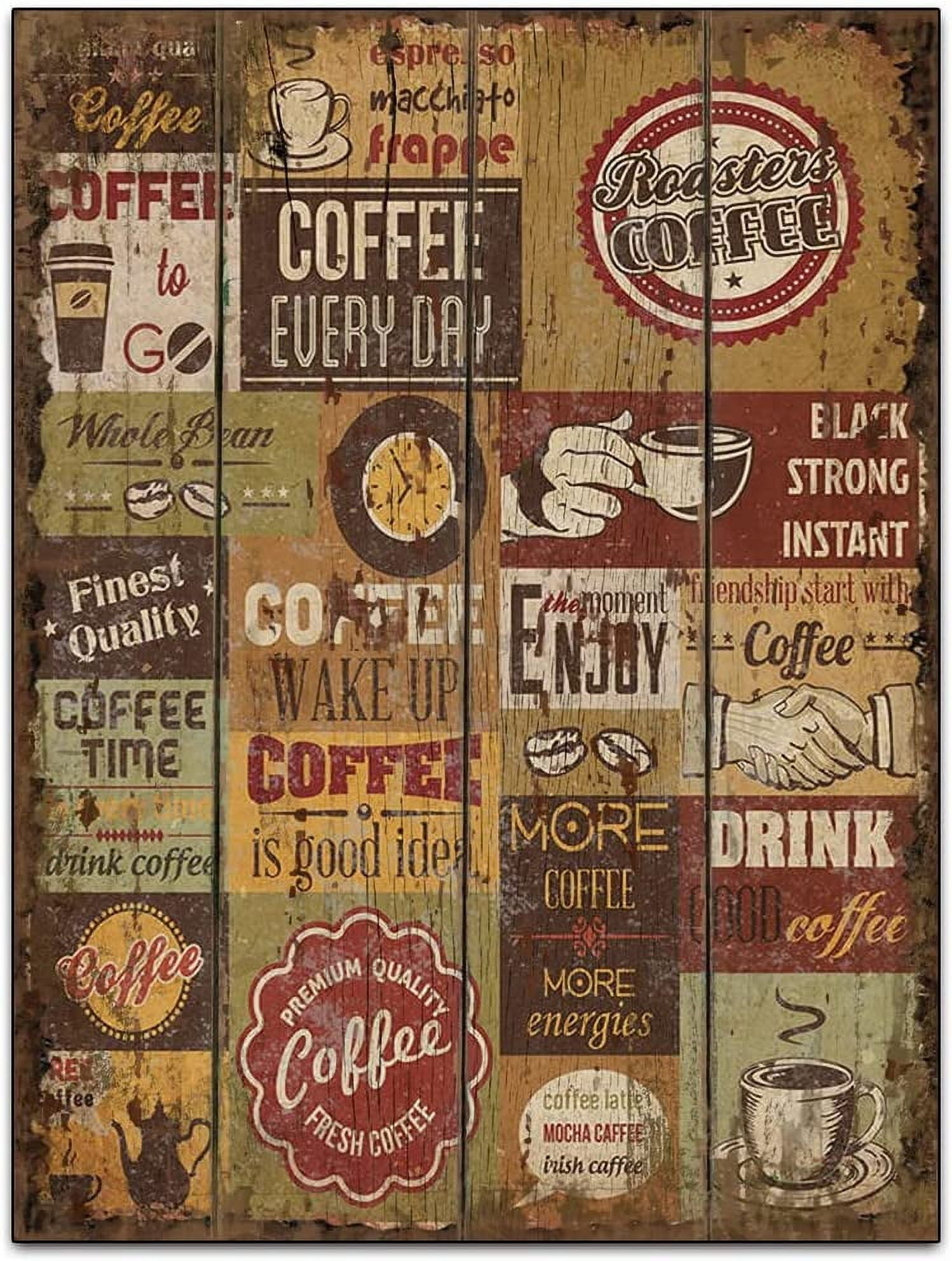 Original Retro Design 15 Coffee Recipe Menu Wood Signs Wall Art|Natural ...