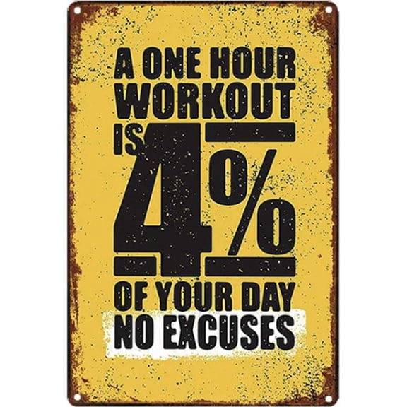 Original Retro Design A One Hour Workout Tin Metal Signs Wall Art | Thick Tinplate Print Poster Wall Decoration for Gym