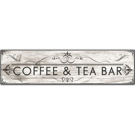 Original Retro Design Coffee and Tea Bar Wood Signs Wall Art|Natural Wooden Board Print Poster Wall Decoration for Cafe/Kitchen/Coffee Corner/Coffee Pot