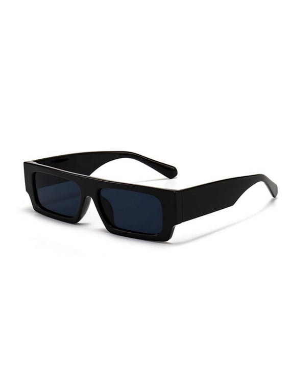 Original Retro Narrow Rectangular Frame Designer Classic Trendy Cool Dark Black UV400 Protection Thick Sunglasses for Men Women 90s Hip Hop Shades Square Unisex Polarized Sunnies Sunglasses
