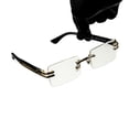 thumbnail image 1 of Original Retro Vintage Rectangular Style Designer Rimless Clear Lens Gold Frame Eyewear Unisex Square Frameless Men’s Women Clear Tint Rectangle Hip Hop Eye Glasses, 1 of 6