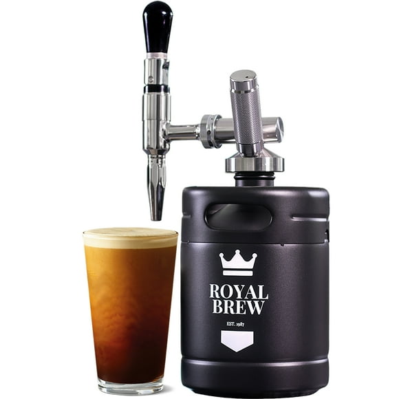 The Original Royal Brew Nitro Cold Brew Coffee Maker - Coffee Shop Quality Nitro Coffee at Home - 64 oz Home Keg, Nitrogen Gas System Coffee Dispenser Kit - Use Nitrogen or Nitrous Oxide