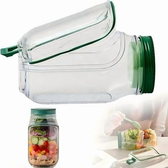 The Original Salad Pod - Side Opening Salad Container Jar, Portable Leak-Proof Snack Box with Lid, for Fresh On-The-Go Meals, Ideal for Home, Office, Travel, Outdoor, and Parties (1PC)