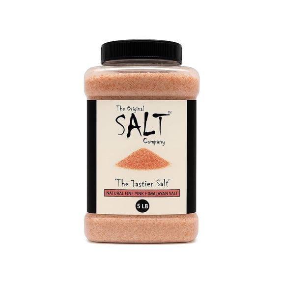 Pink Himalayan Salt, 5 LB Food-Grade Plastic Container – 100% Organic, Kosher, Fine Grain & Gluten-Free. Great for Cooking, Seasoning & Enhancing Dishes with Rich Flavor.