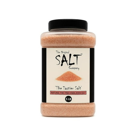 Pink Himalayan Salt, 5 LB Food-Grade Plastic Container – 100% Organic, Kosher, Fine Grain & Gluten-Free. Great for Cooking, Seasoning & Enhancing Dishes with Rich Flavor.