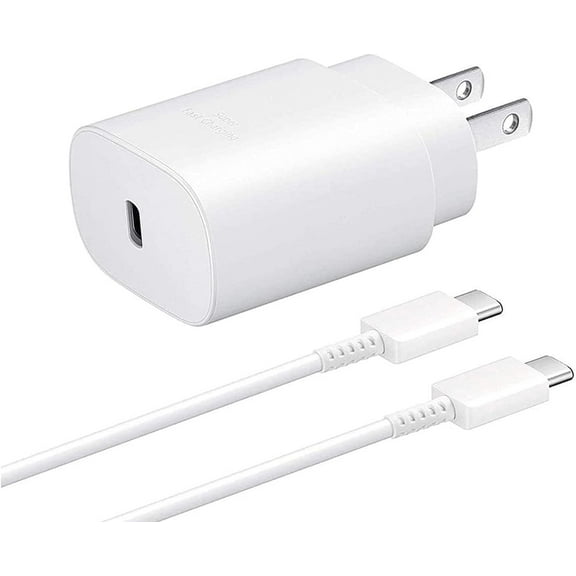 Original Samsung Charger Super Fast Charging 25W USB C Charger Type C Charger Android Phone Charger for Samsung Galaxy S20+ with 4FT (1.2M) USB C PD Charging Cable - White (US Version)