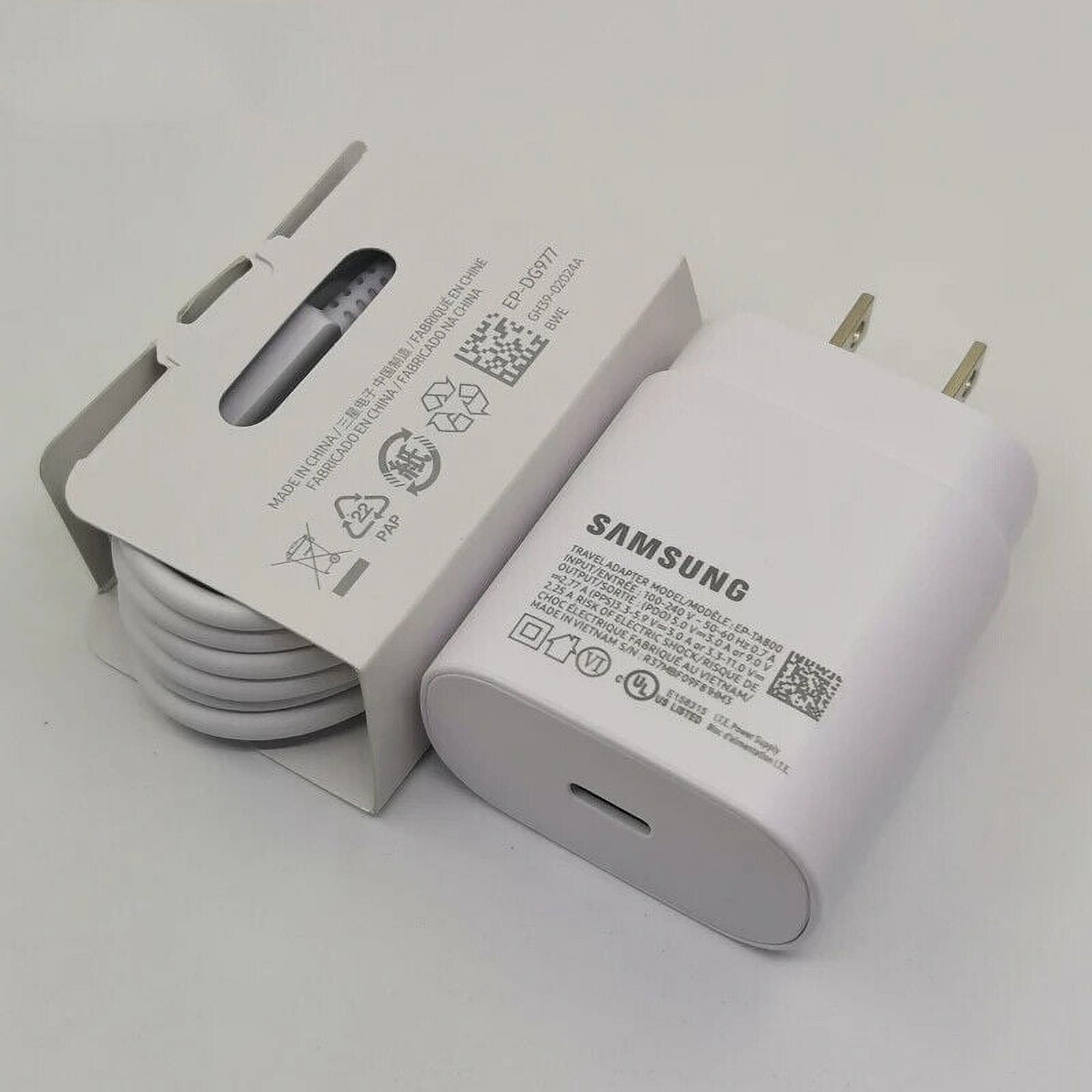 Original Samsung Galaxy A13 4G Super Fast Charger USB Type C Kit PD 25W Type C Wall Charger and USB C to USB C Fast Charging Cable White