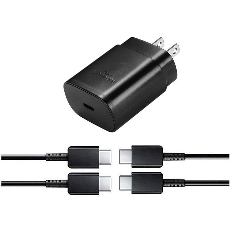 Original Samsung Galaxy A21 Super Fast Charger USB Type C Kit, PD 25W Type  C Wall Charger and 2x USB C to USB C Fast Charging Cable [ 3ft & 6ft ] 