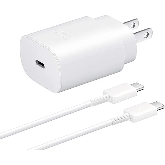 Original Samsung Galaxy A23 5G Super Fast Charger USB Type C Kit, PD 25W Type C Wall Charger and USB C to USB C Fast Charging Cable - Cable is 6 Feet LONG - White