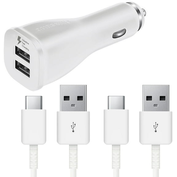 For Original Samsung Galaxy A32 5G Charger! Adaptive Fast Charger Kit [1 Dual Port Car Charger + 2 Type-C Cables] True Digital Adaptive Fast Charging uses dual voltages for up to 50% faster charging!