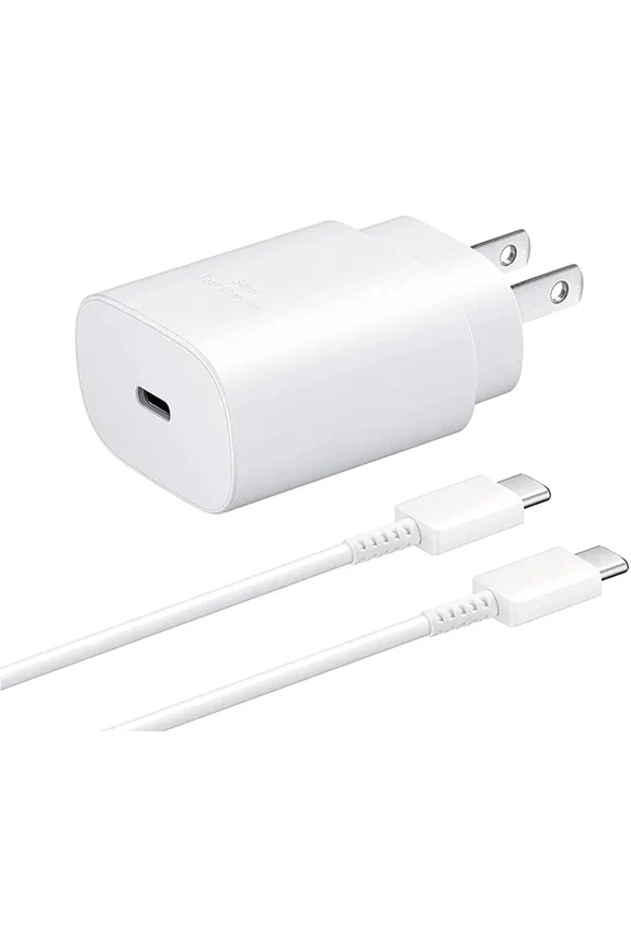 Original Samsung Galaxy A51 5G Super Fast Charger USB Type C Kit, PD 25W Type C Wall Charger and USB C to USB C Fast Charging Cable - Cable is 6 Feet LONG - White