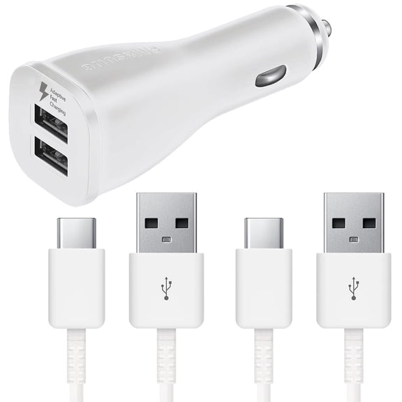 For Original Samsung Galaxy S21 Charger! Adaptive Fast Charger Kit [1 Dual Port Car Charger + 2 Type-C Cables] True Digital Adaptive Fast Charging uses dual voltages for up to 50% faster charging!