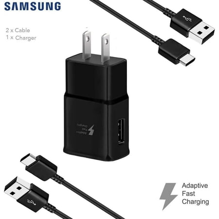 Original Samsung Galaxy Xcover Pro Charger! Adaptive Fast Charger Kit [1 Wall Charger + 2 Type-C Cables] True Digital Adaptive Fast Charging uses dual voltages for up to 50% faster charging! Black