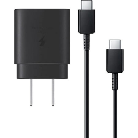 Original Samsung Galaxy Xcover Pro Super Fast Charger USB Type C Kit, PD 25W Type C Wall Charger and USB C to USB C Fast Charging Cable - Black