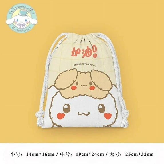 Original Sanrio Drawstring Bag Kulomi Cinnamoroll Cartoon Printing High Capacity String Backpack Portable Storage Bag Gifts
