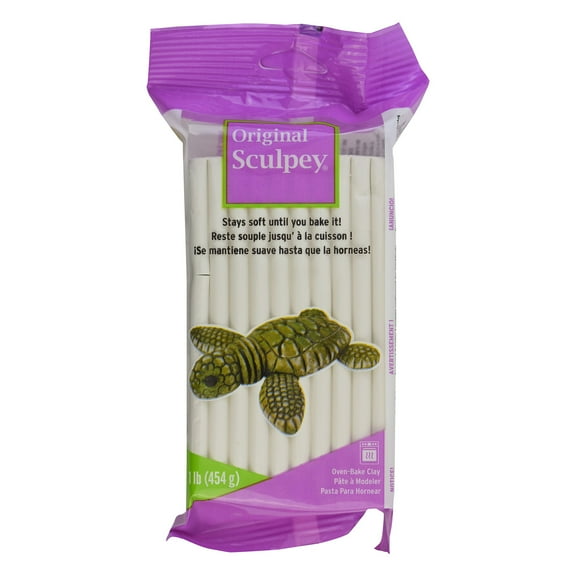 Sculpey: Original Sculpey Clay: White - 1 lb - Polymer Oven Bake Clay, Non-Toxic, Sculpting, Bake-Sand-Drill-Paint, Art & Craft Supplies, Adults-Kids