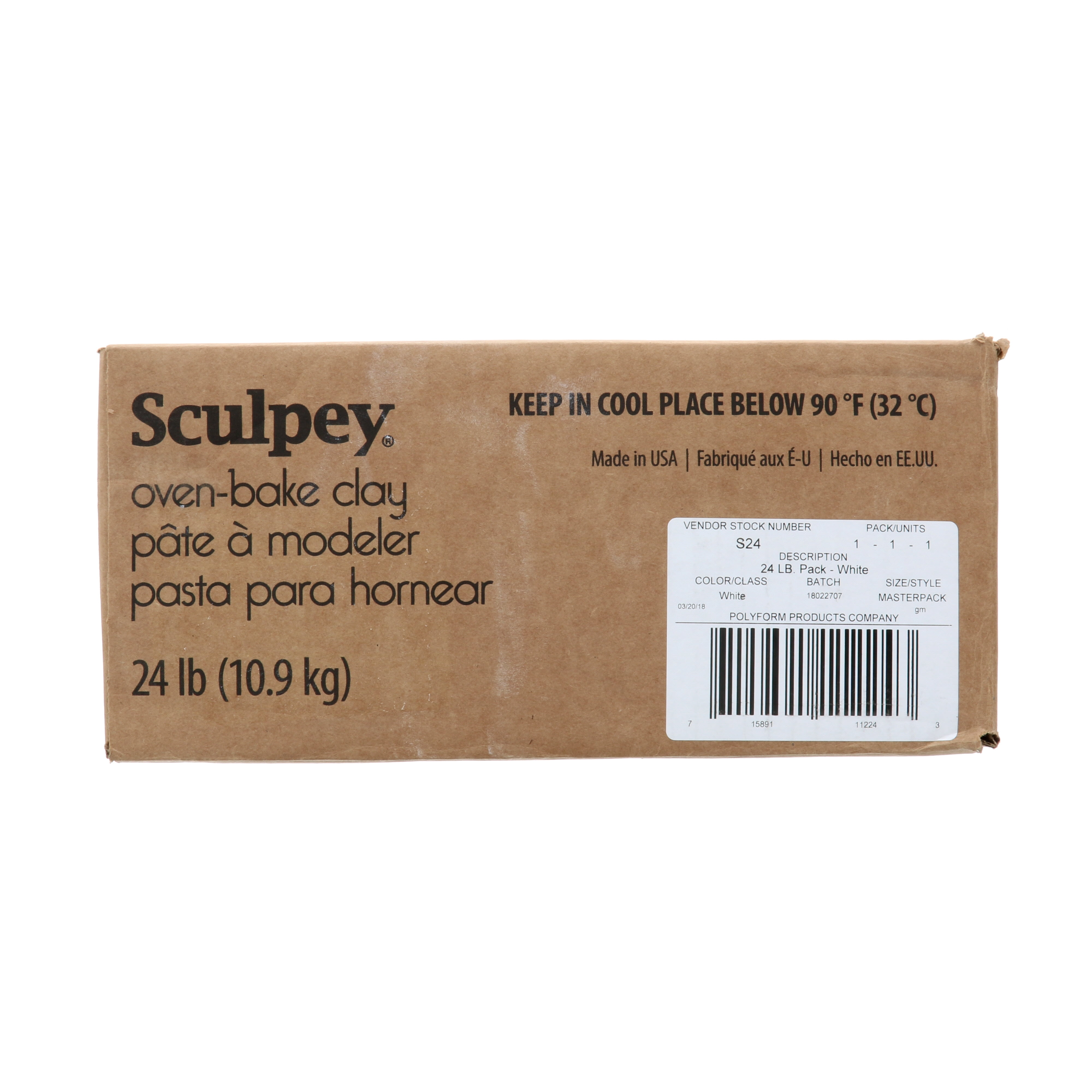 Original Sculpey White, Non Toxic, Polymer clay, Oven Bake Clay, 24 pounds  Bulk Pack great for modeling, sculpting, holiday, classrooms, camps, DIY