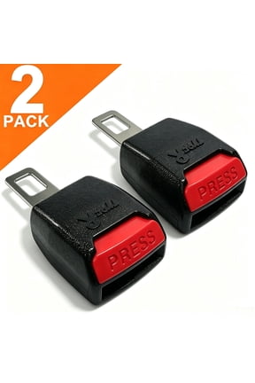Universal Car Seat Belt Extender Buttons, 2-Pack Seatbelt Buckle Extension Clips for Auto Comfort, Black