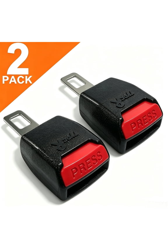 Universal Car Seat Belt Extender Buttons, 2-Pack Seatbelt Buckle Extension Clips for Auto Comfort, Black
