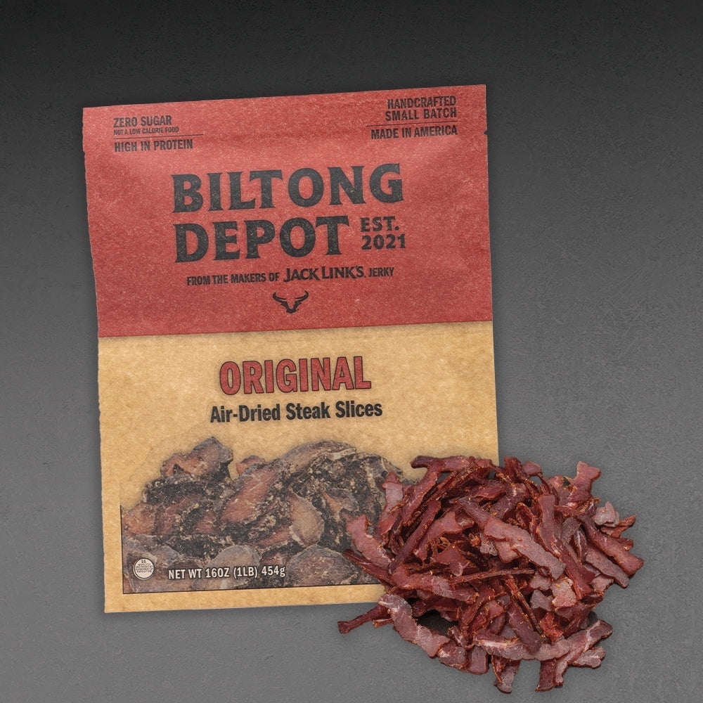 Biltong Depot Original Steak Slices (1 pound): High Protein Snack, No Sugar, Natural Dried Beef Jerky