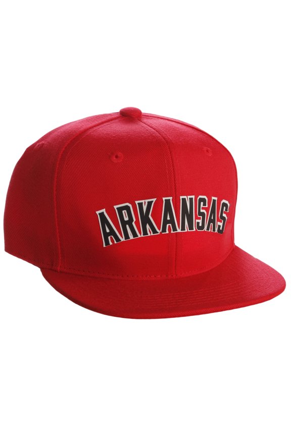 Original Snapback Custom American Cities State Letters Ajustable Flat Visor Cap (Arkansas Red, White Black)